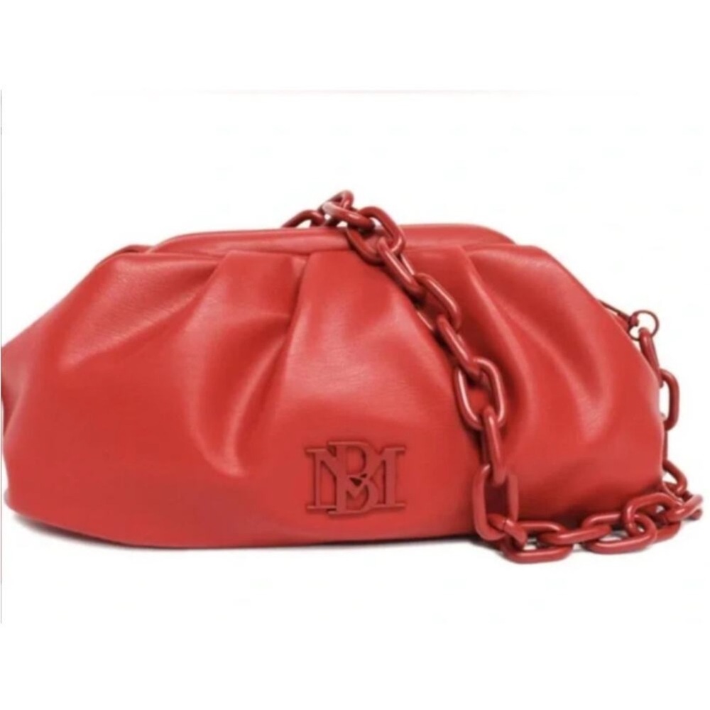 NWT Badgley Mischka Vegan Leather Wrapped Frame Clutch in Red MSRP $129